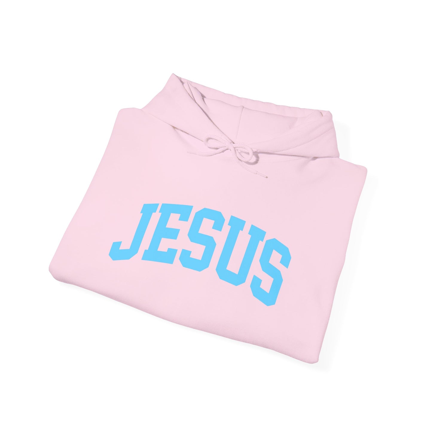 Jesus Hoodie - Blue Lettering Christian Faith Pullover