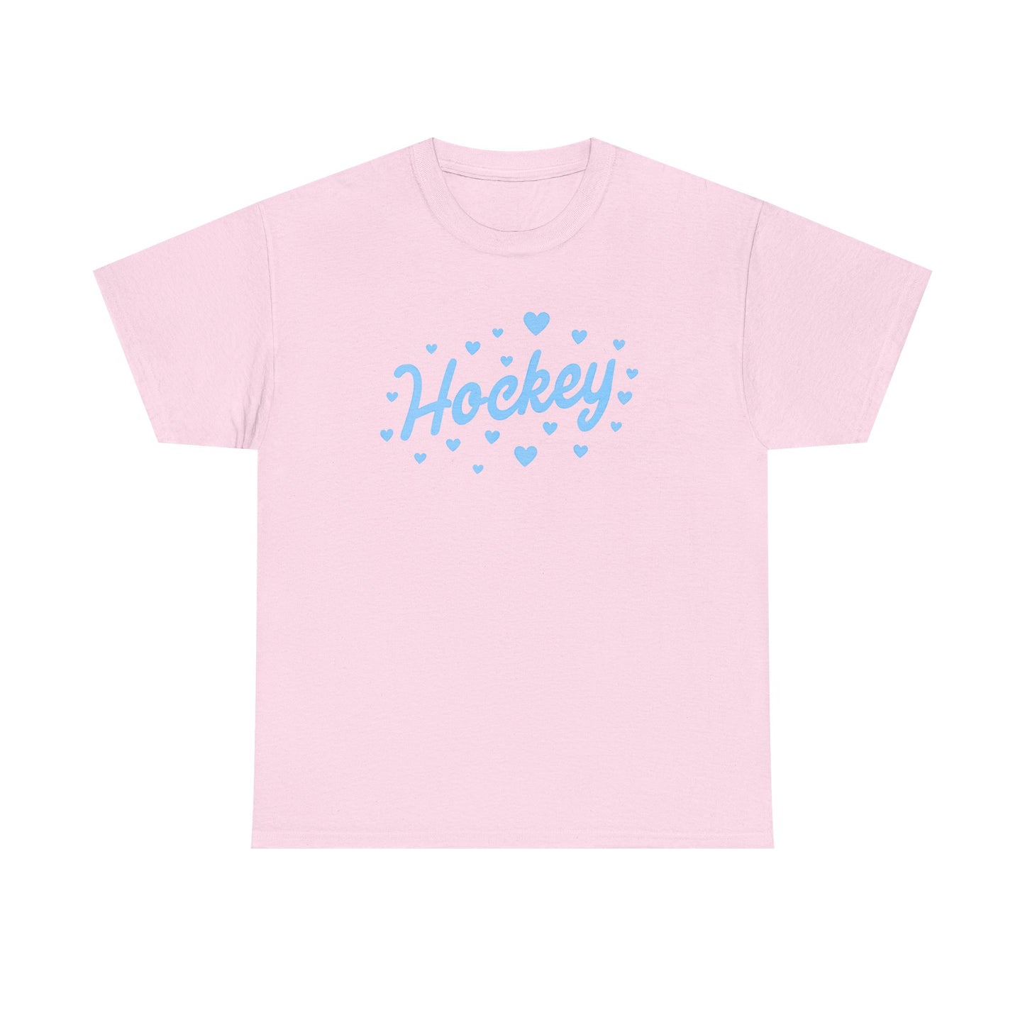 Hockey Heart Tee — Cute Light Blue Script Hockey Shirt