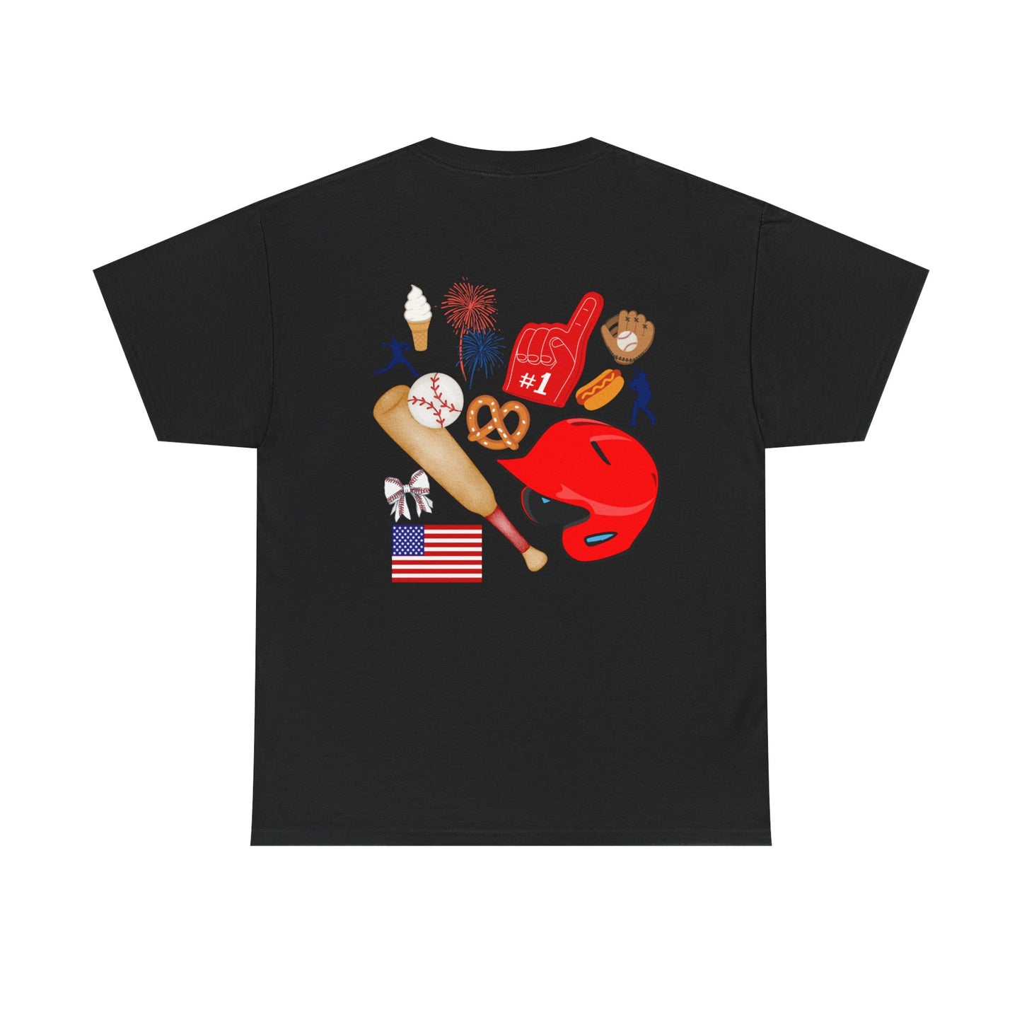 Baseball Heart Patchwork Tee – Patriotic Baseball Gear T‑Shirt