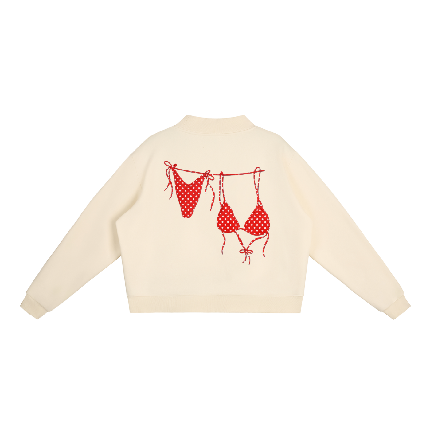 Red Bikini Logo Essential Fleece Mock-Neck Crew Sweatshirt