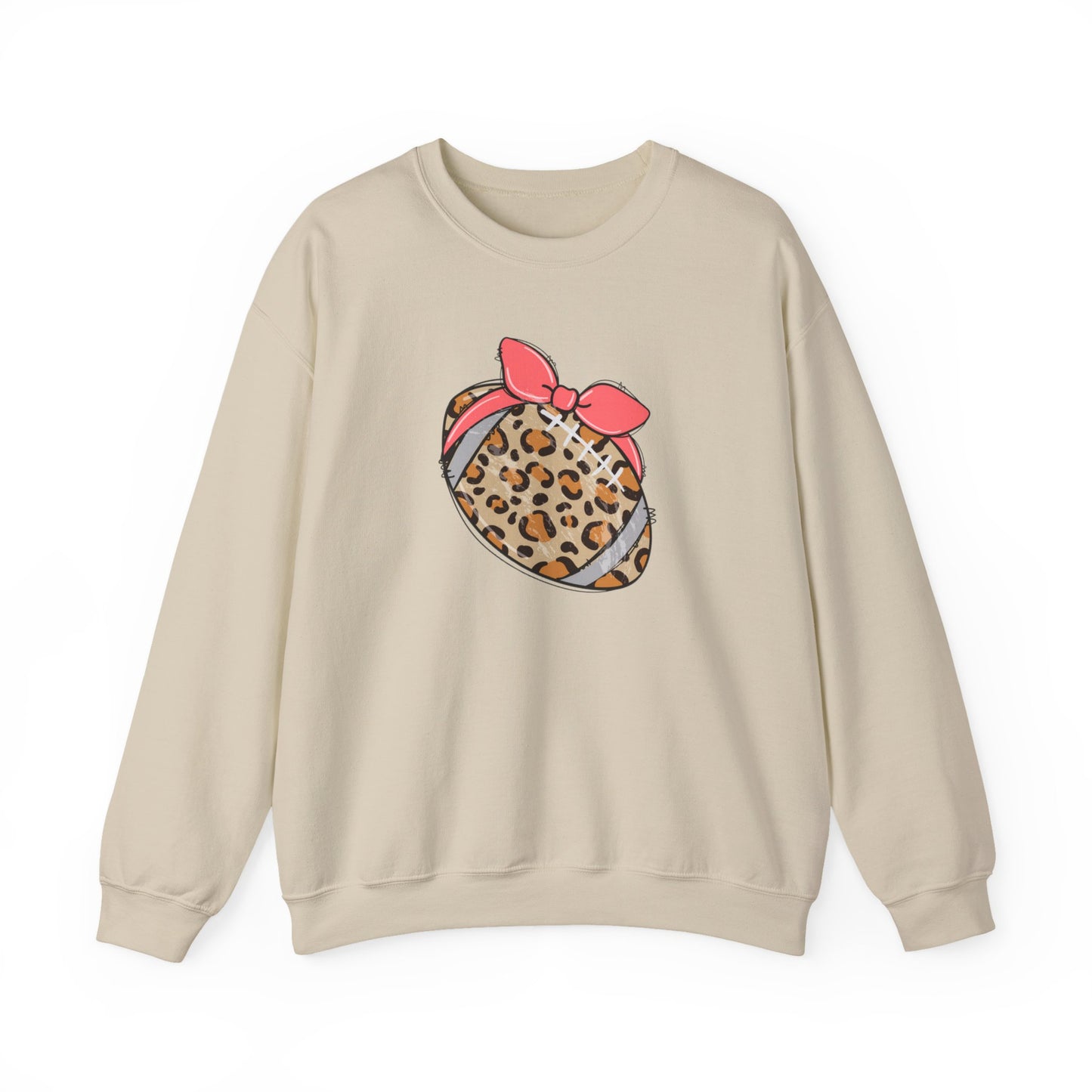 Leopard Print Football Sweatshirt with Pink Bandana — Cute Game Day Crewneck