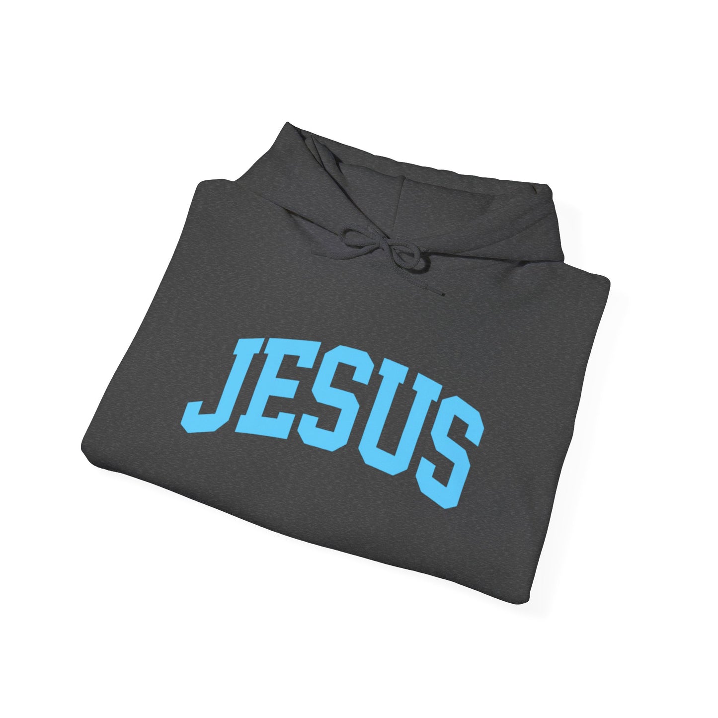 Jesus Hoodie - Blue Lettering Christian Faith Pullover