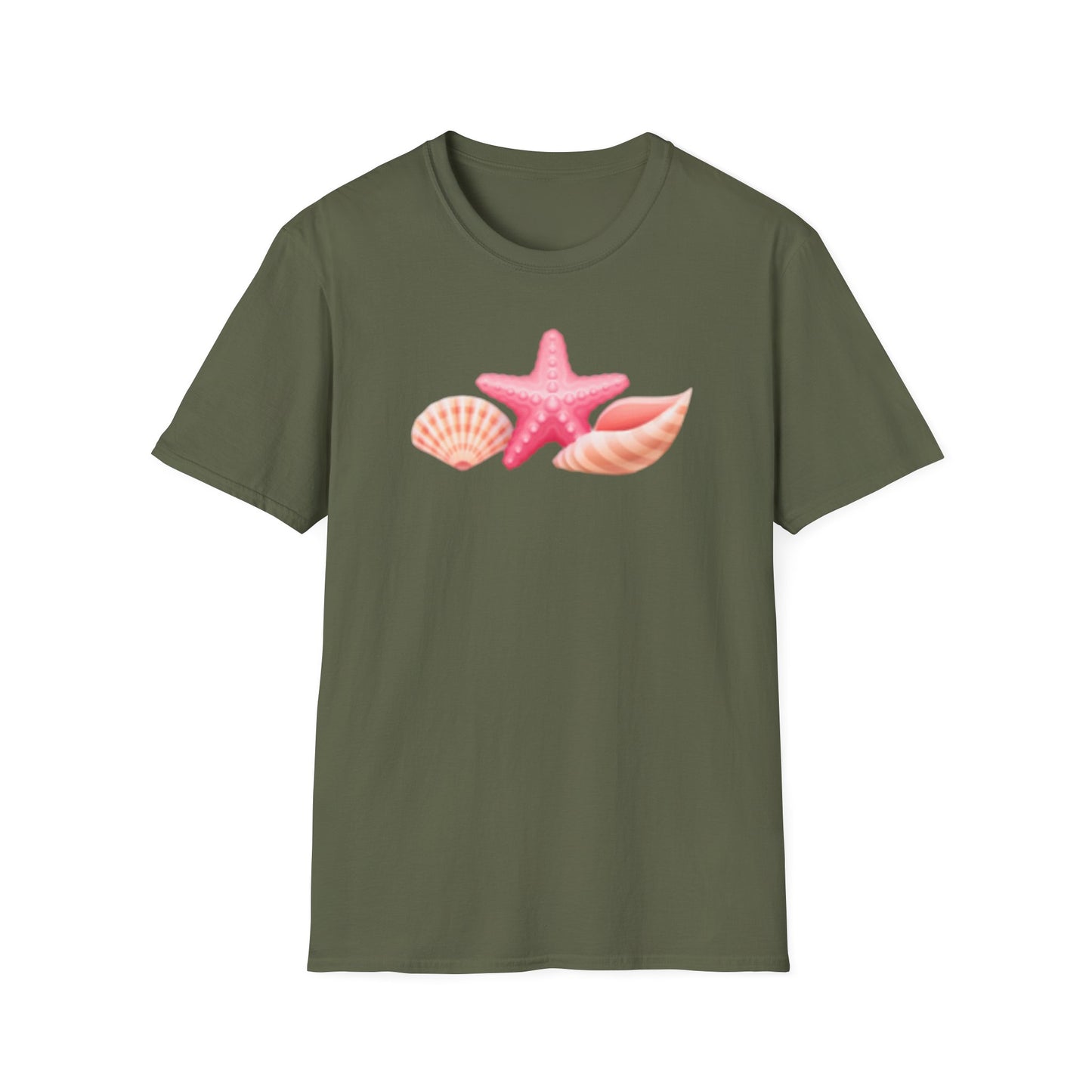 Seashell & Starfish Beach T-Shirt — Pink Coastal Summer Tee