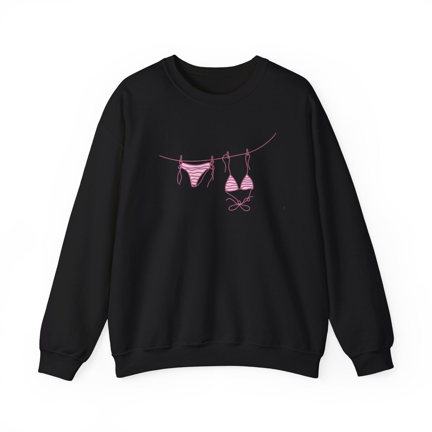 Bikini Line Graphic Crew Neck – Pink Swimsuit Clothesline Sweatshirt