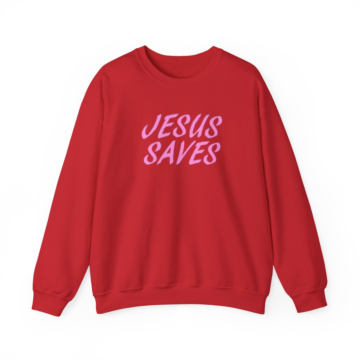 Jesus Saves Pink Script Crew neck — Christian Faith Graphic Tee