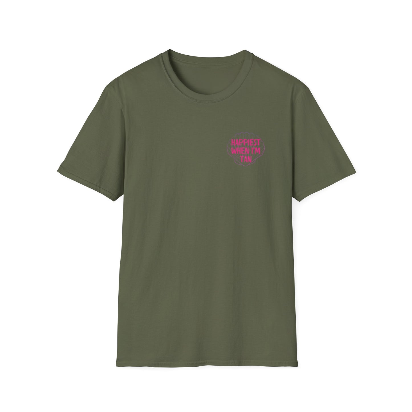 T-Shirt — "Happiest When I'm Tan" Pink Beach Tee