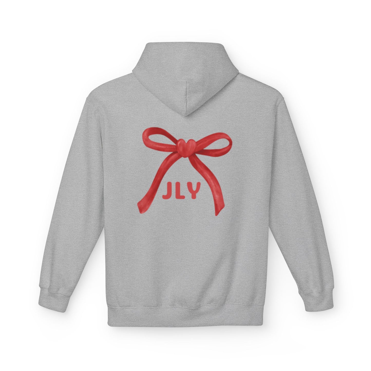 Chic Fleece Hoodie with JLY Bow Design - Perfect for Gift Giving, Cozy Casual Wear, Holiday Celebrations, Unisex Style, Everyday Comfort