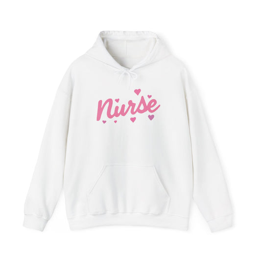 Nurse Heart Hoodie — Pink Script Nurse Hoodie for Medical Professionals, Gifts for Nurses