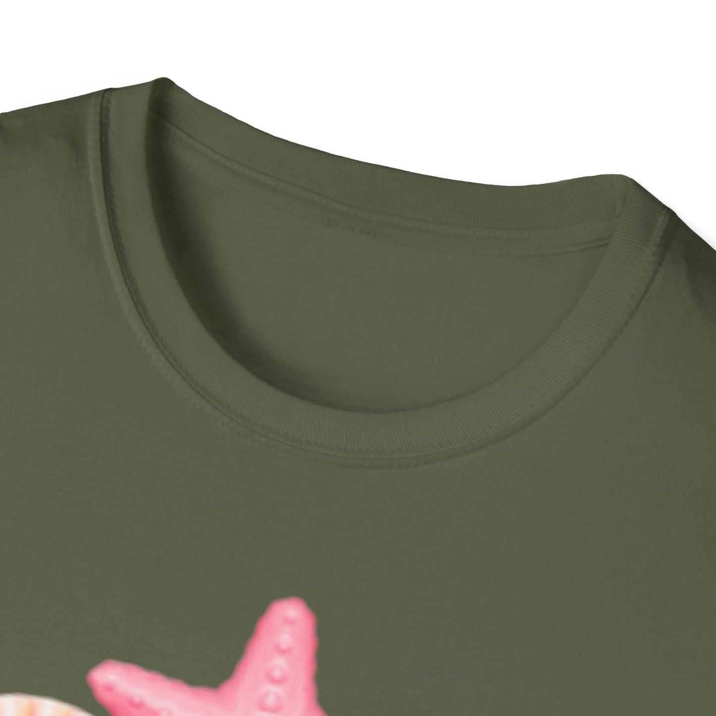 Seashell & Starfish Beach T-Shirt — Pink Coastal Summer Tee