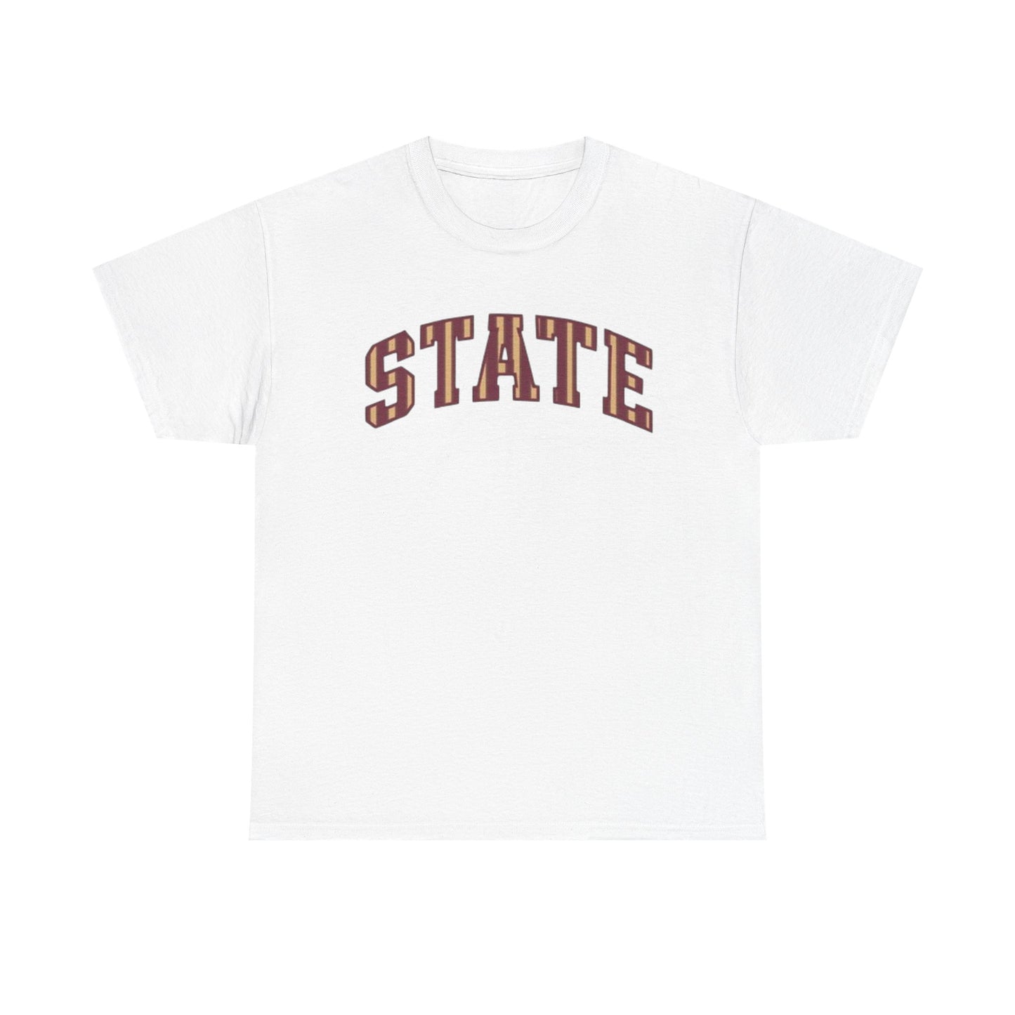 STATE Retro College Tee – Vintage Letterman Arched Logo T-Shirt