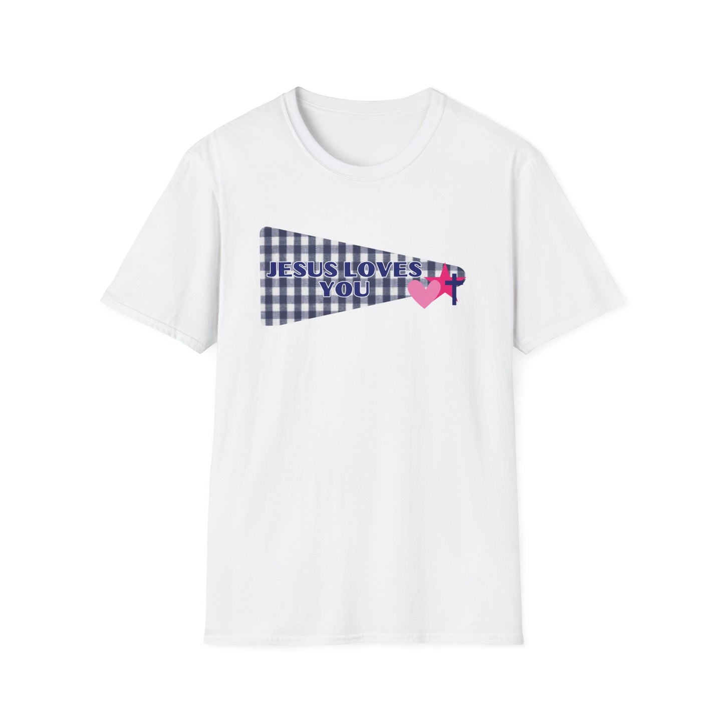 Jesus Loves You Pennant T-Shirt — Christian Faith Check Tee