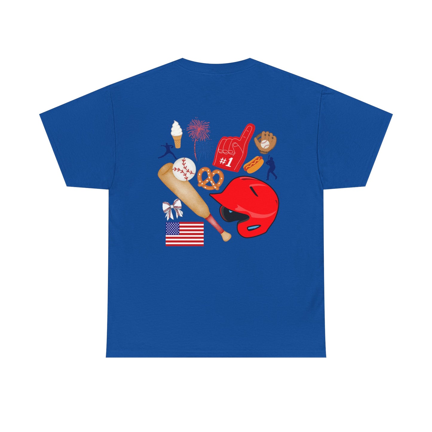 Baseball Heart Patchwork Tee – Patriotic Baseball Gear T‑Shirt