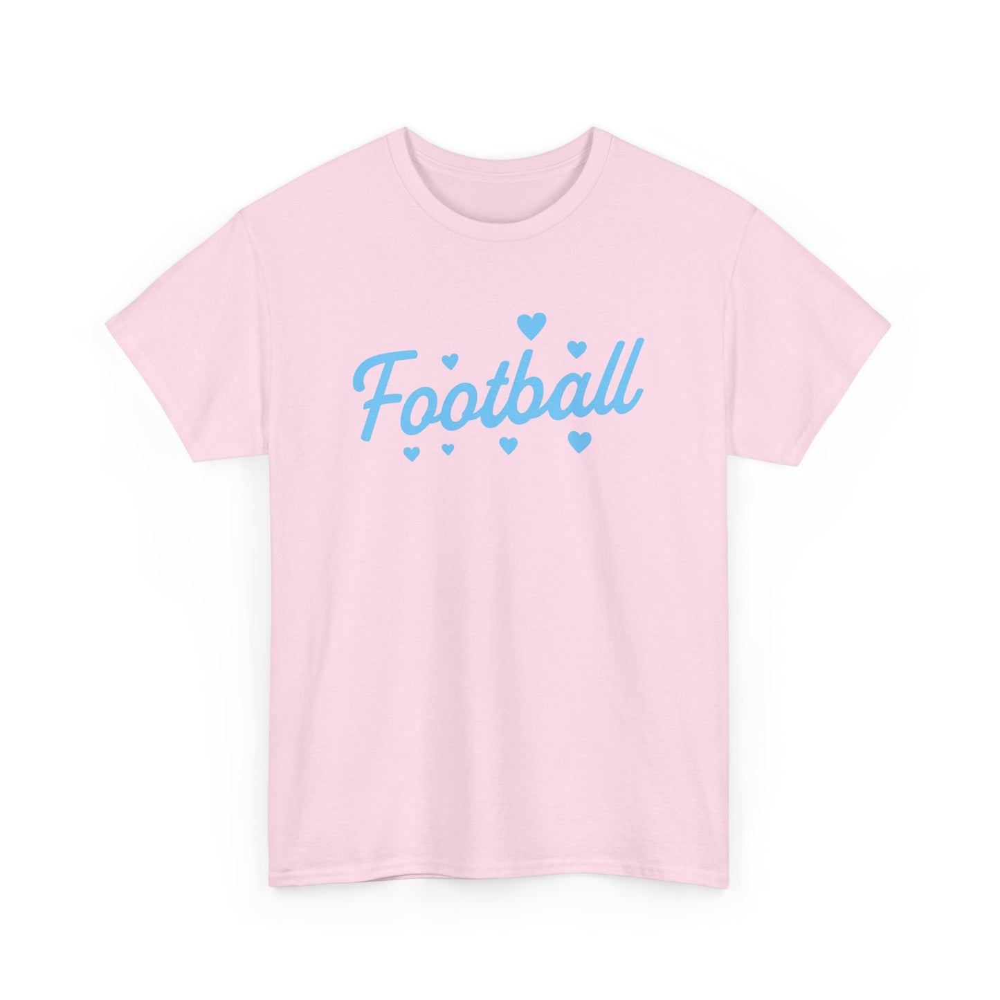 Football Script Tee — Light Blue Heart Sports T-Shirt