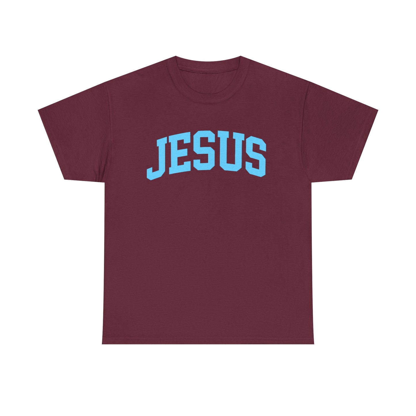 Jesus Graphic Tee — Light Blue Collegiate Faith T-Shirt