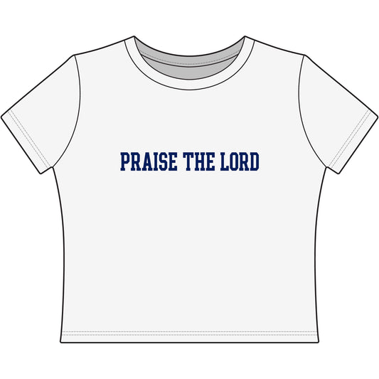 Praise The Lord Women's Baby Tee — Faith-Based Christian Crop T-Shirt