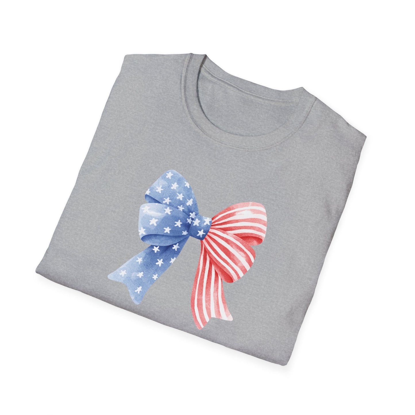 Patriotic USA Flag Bow T-Shirt — Red White Blue 4th of July Tee
