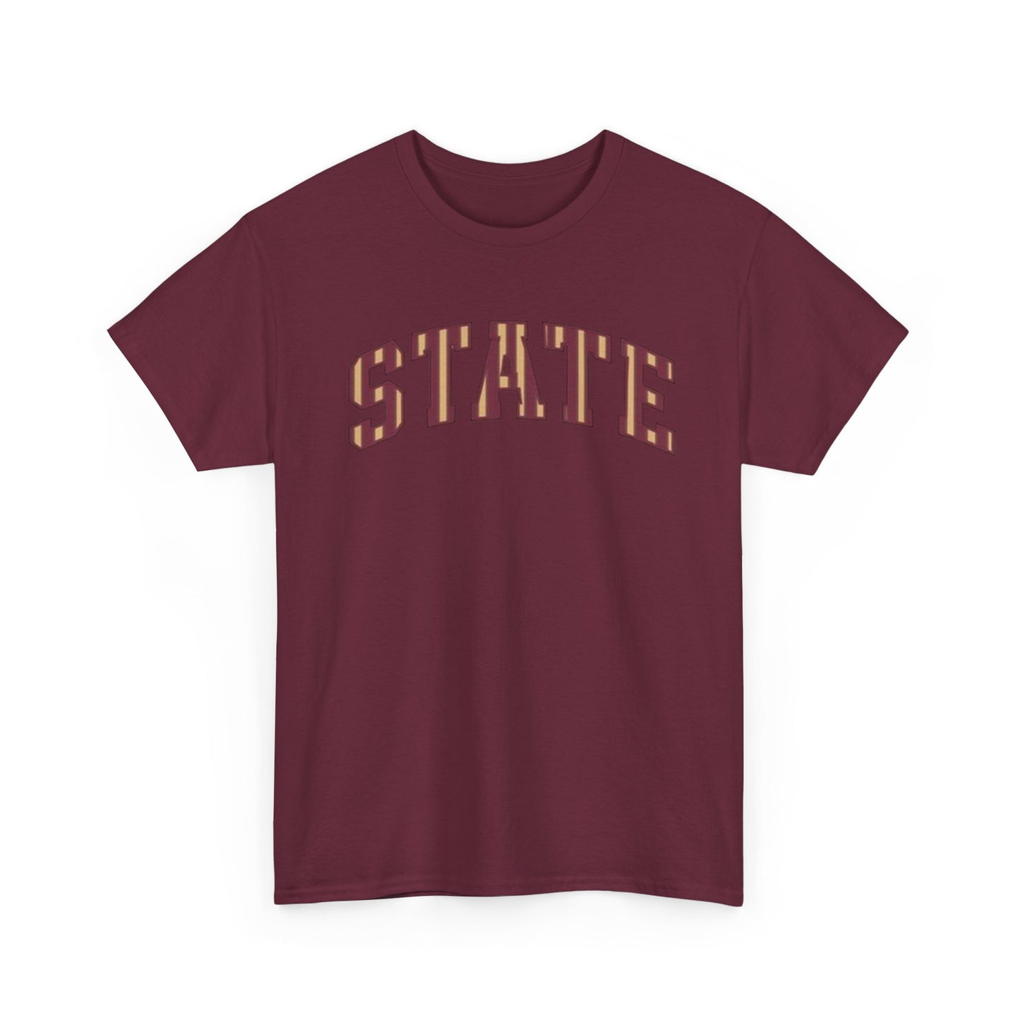 STATE Retro College Tee – Vintage Letterman Arched Logo T-Shirt