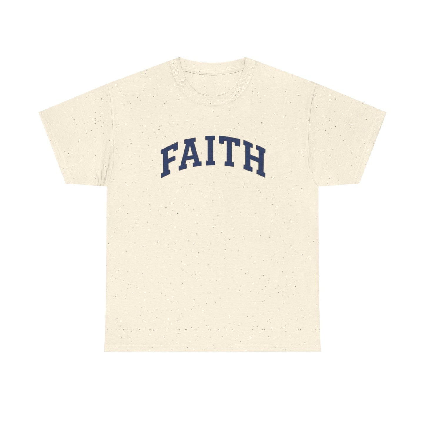 Faith Graphic Tee — Simple Navy Arch Lettering Christian T‑Shirt