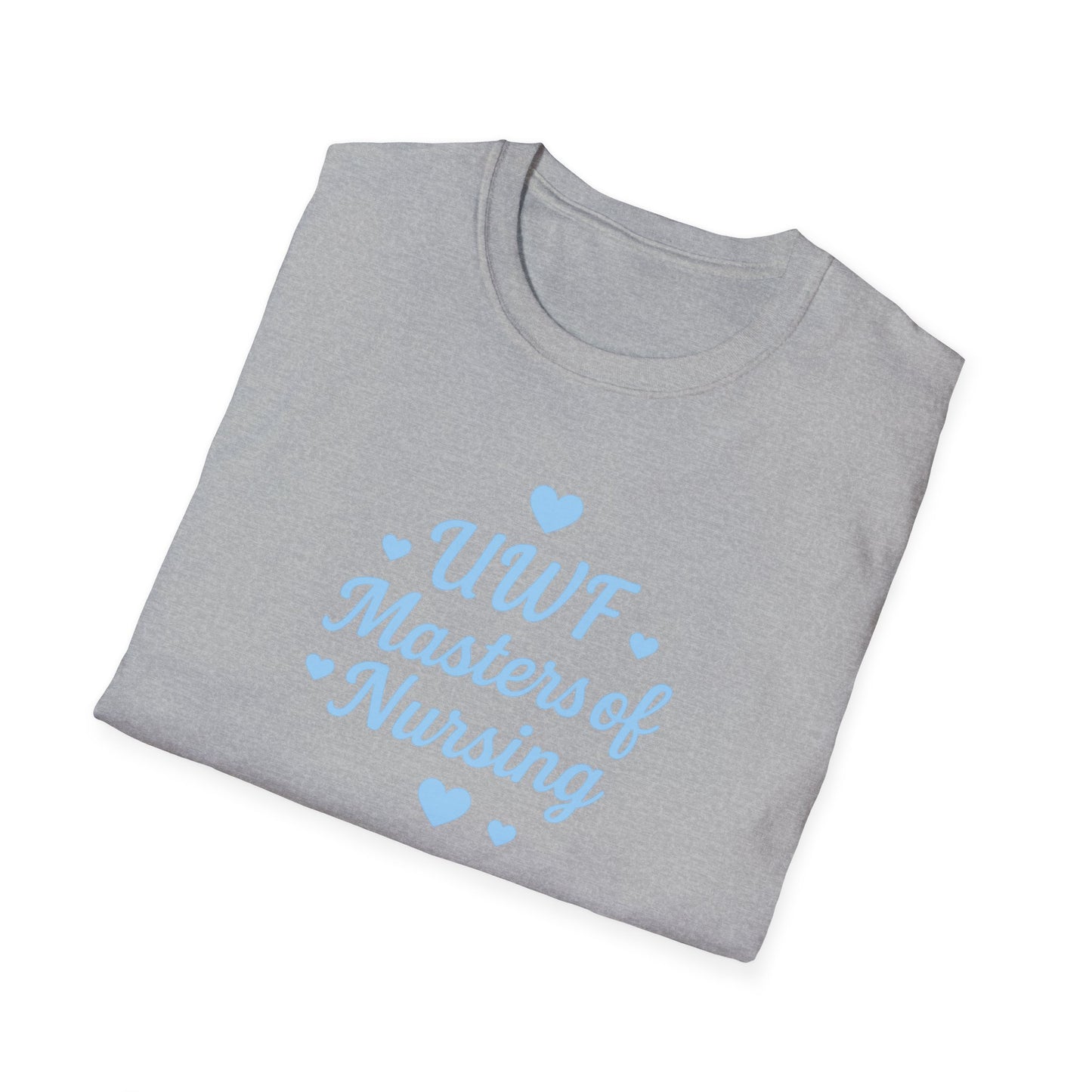 UWF Masters of Nursing T-Shirt — Light Blue Heart Nursing School Tee