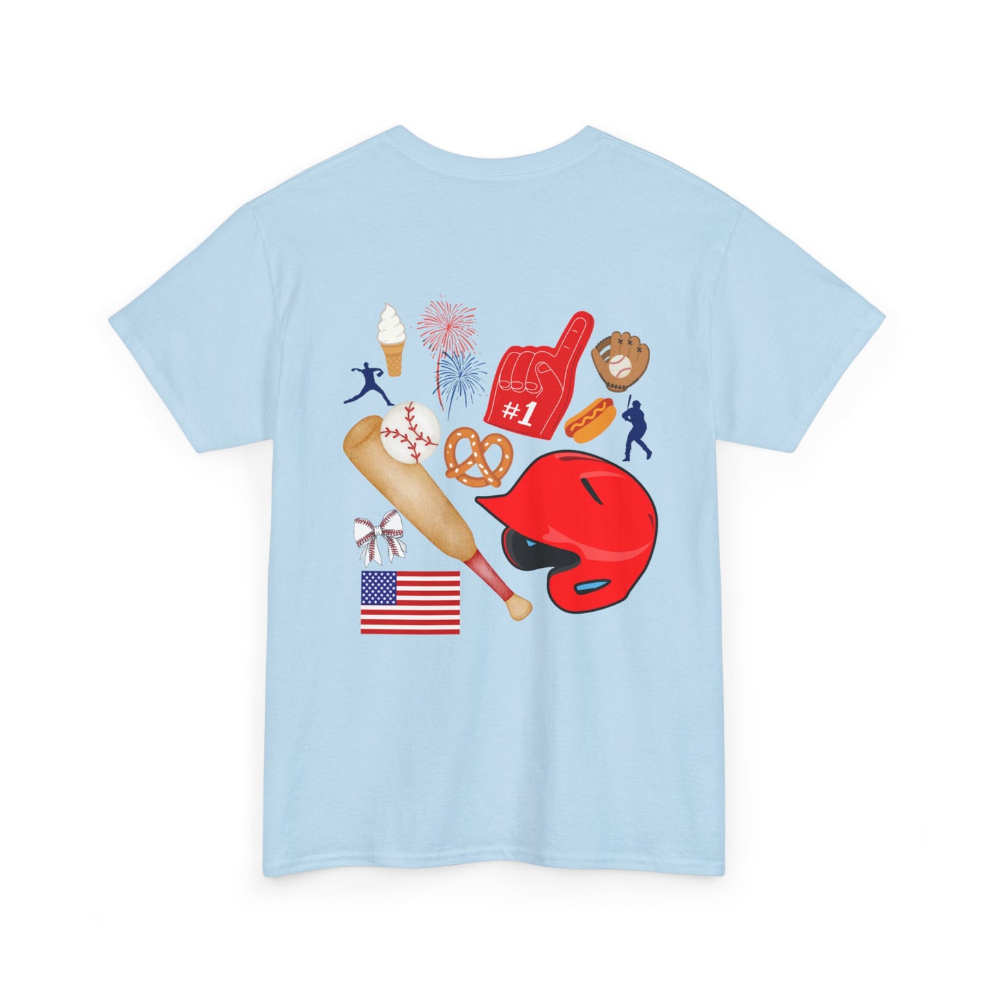 Baseball Heart Patchwork Tee – Patriotic Baseball Gear T‑Shirt