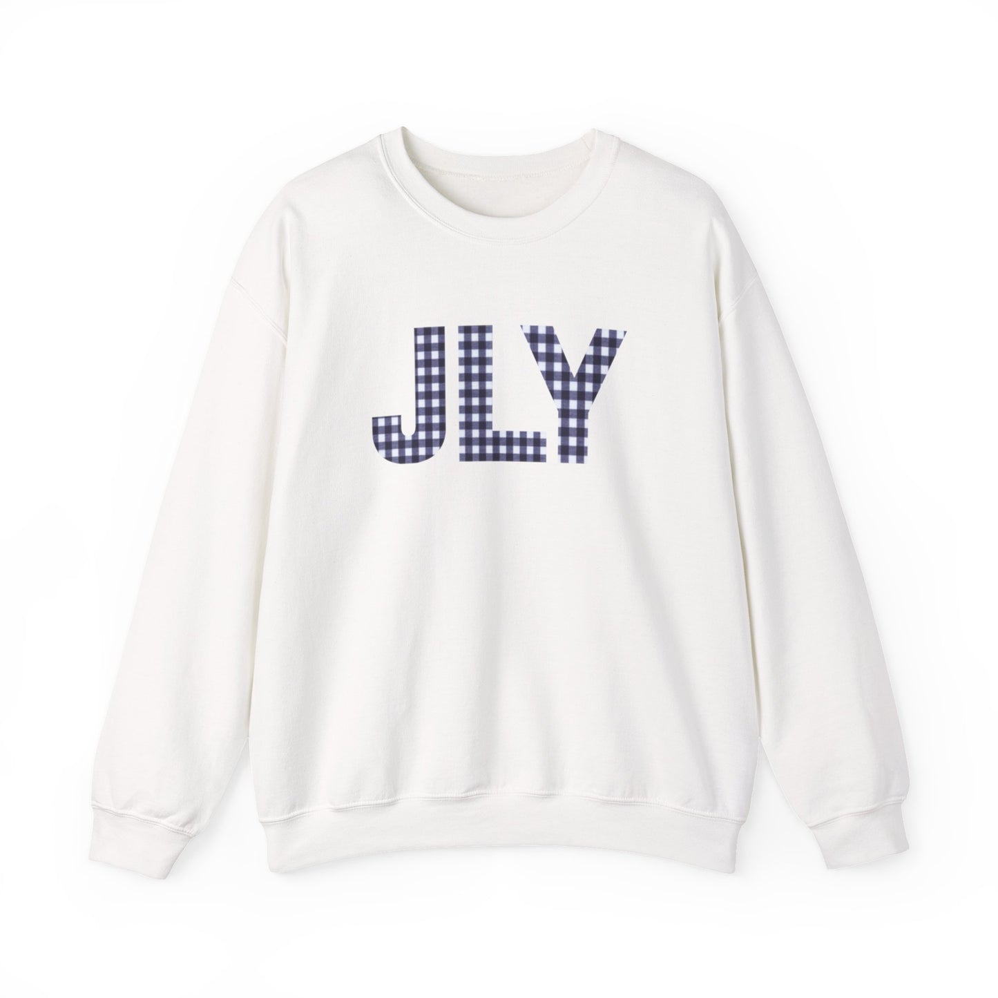 JLY Plaid Monogram Crewneck Sweatshirt