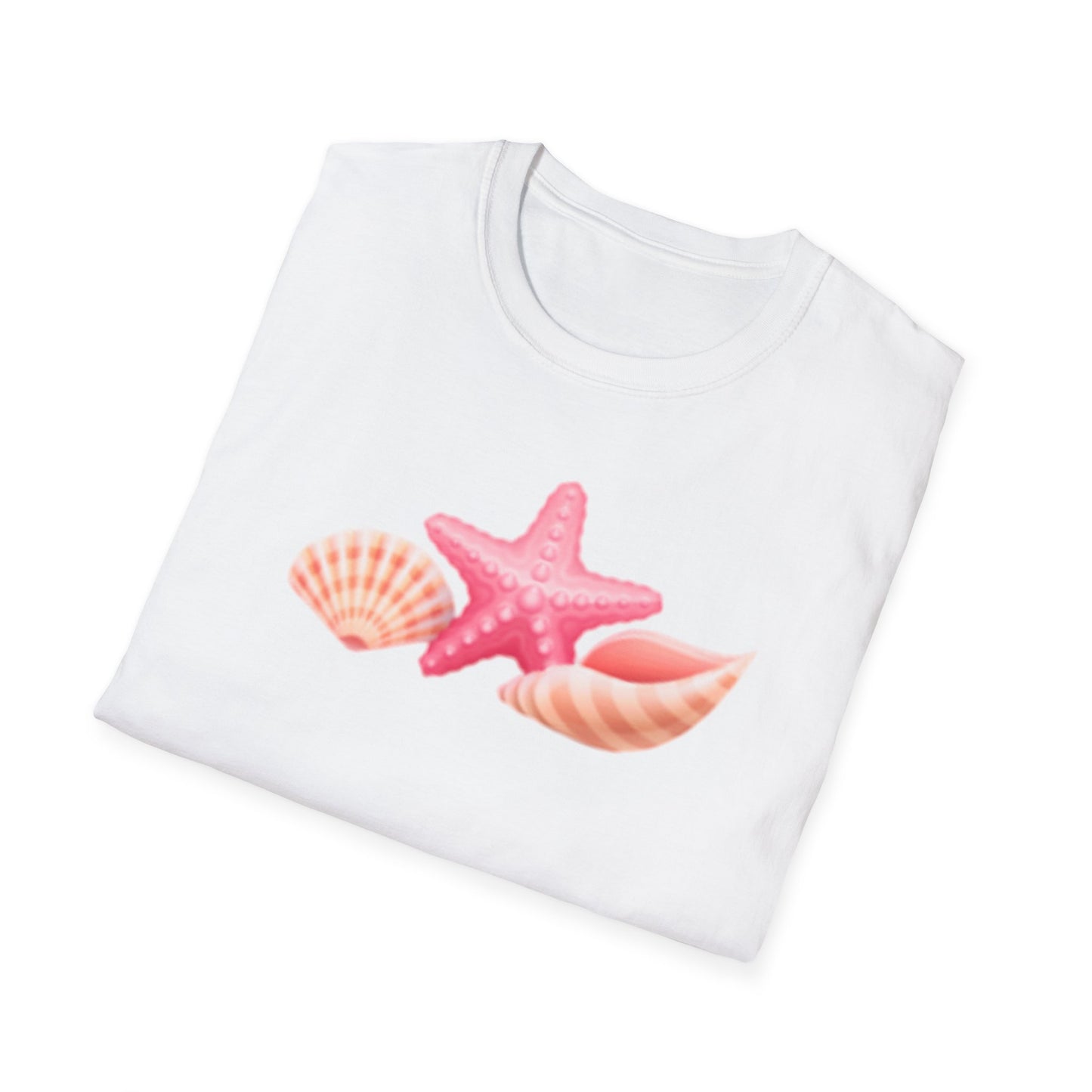 Seashell & Starfish Beach T-Shirt — Pink Coastal Summer Tee
