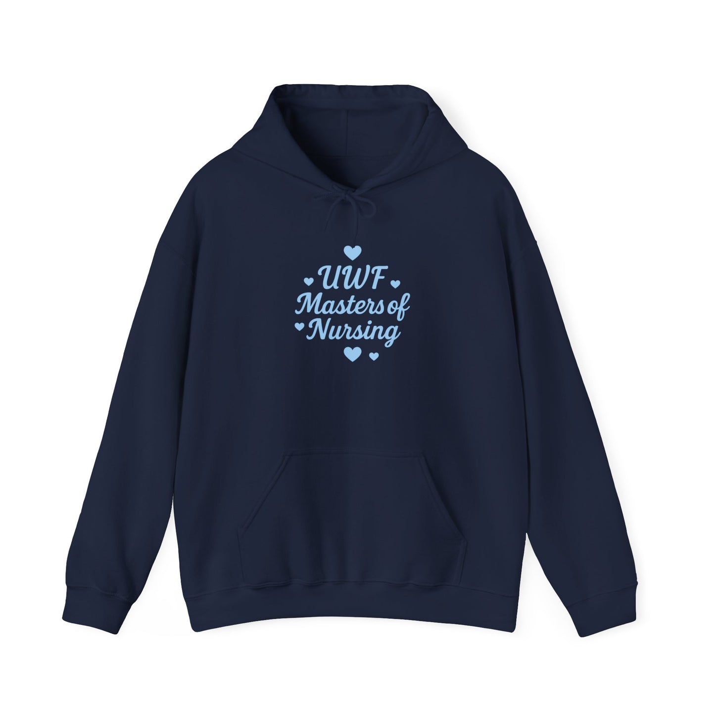 UWF Masters of Nursing Hoodie — Light Blue Heart Nursing School Sweatshirt