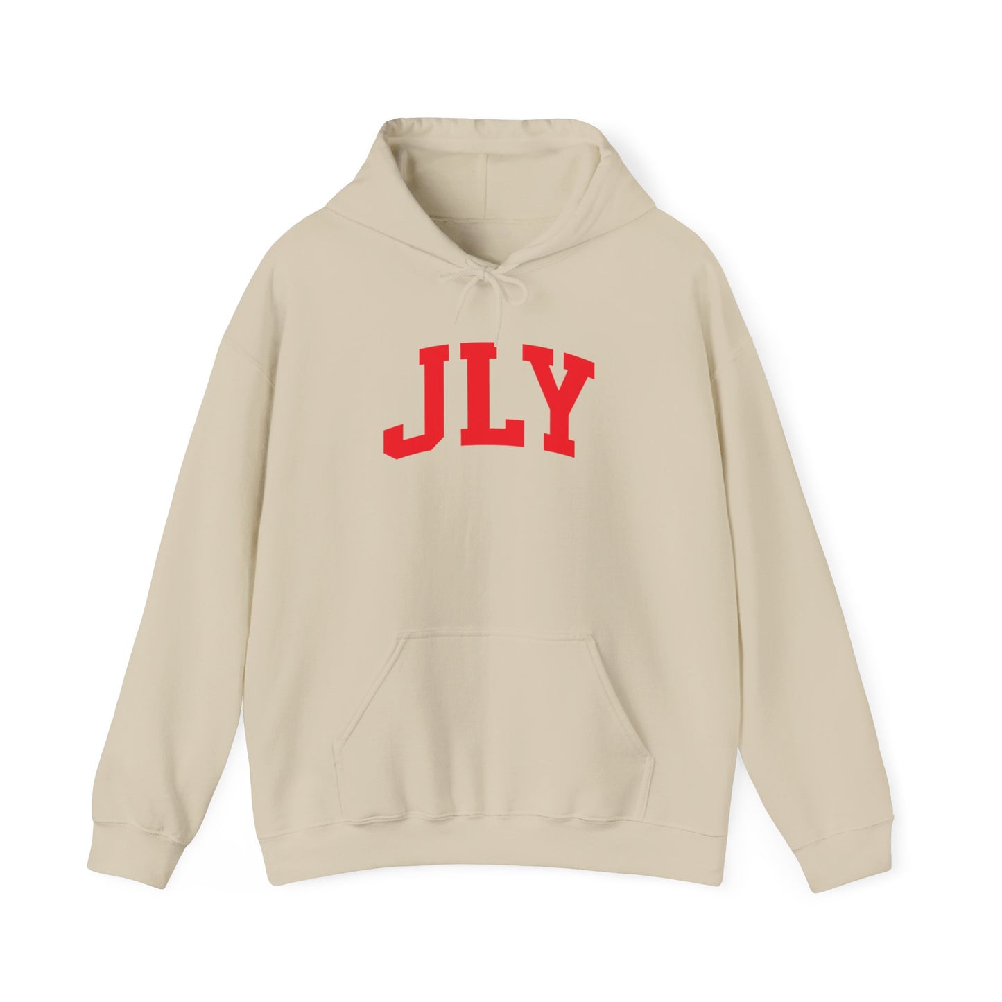 JLY Red Arch Hoodie — Minimal Collegiate Pullover
