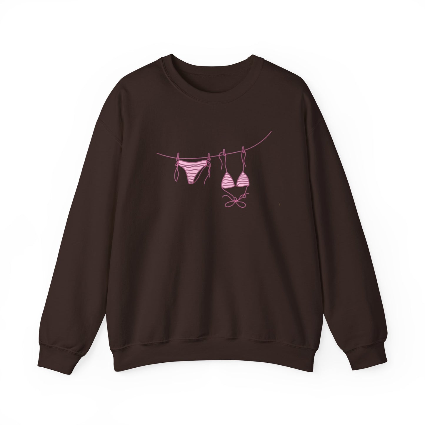 Bikini Line Graphic Crew Neck – Pink Swimsuit Clothesline Sweatshirt