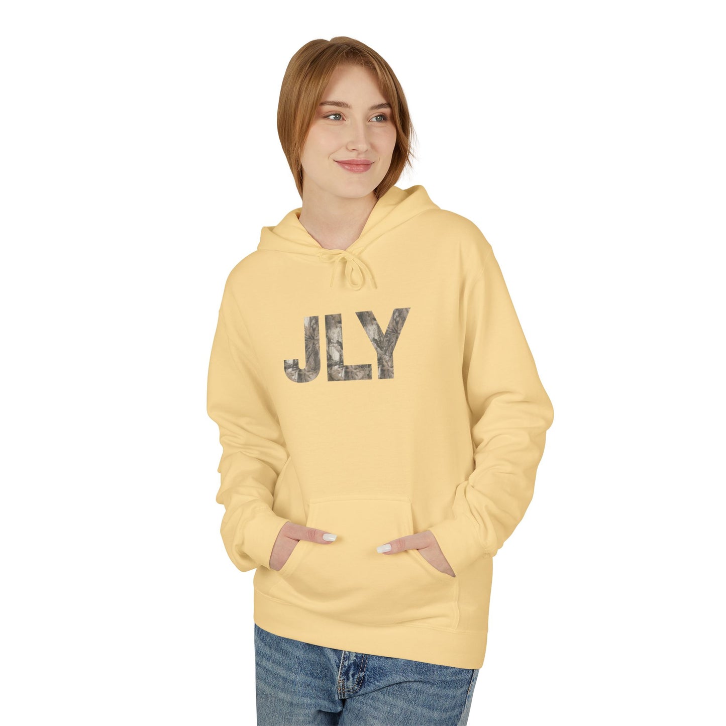 JLY Camouflage Fleece Hoodie, Cozy Unisex Hoodie, Seasonal Style, Gift for Him or Her, Casual Wear, Perfect for Fall