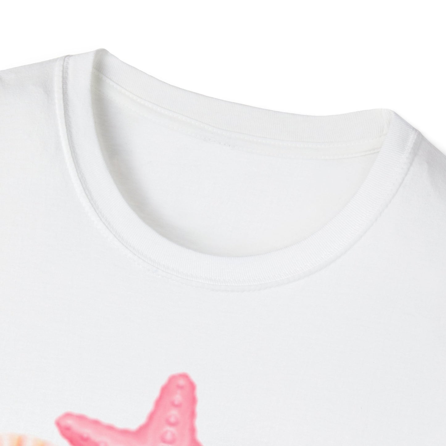 Seashell & Starfish Beach T-Shirt — Pink Coastal Summer Tee