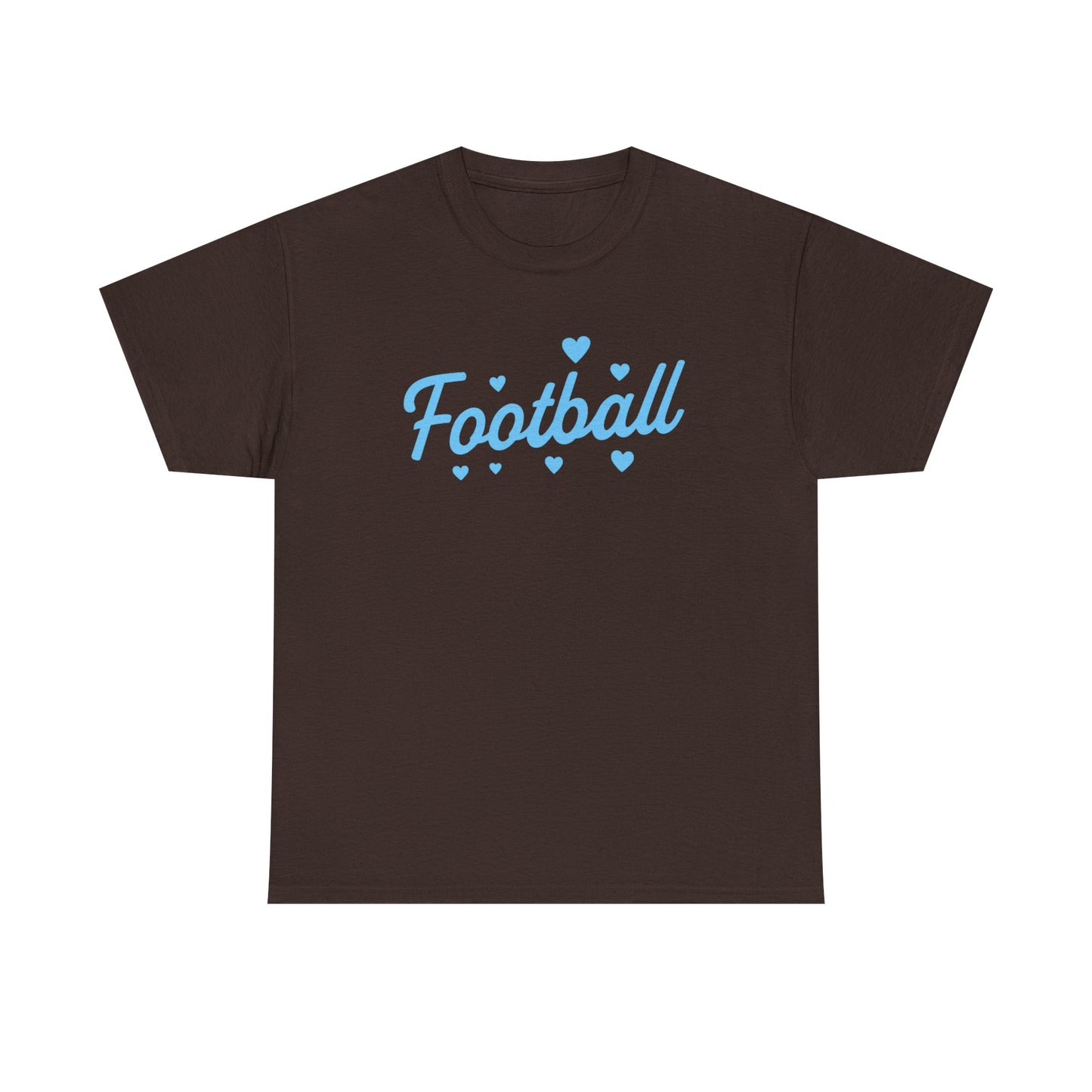 Football Script Tee — Light Blue Heart Sports T-Shirt