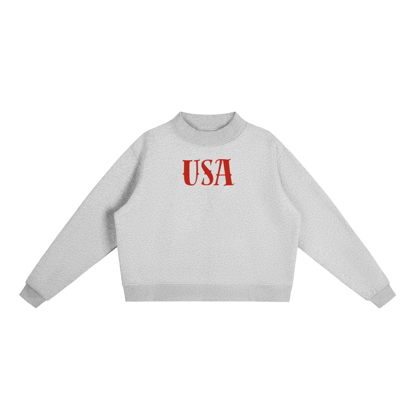 USA Essential Fleece Mock-Neck Crew Sweatshirt