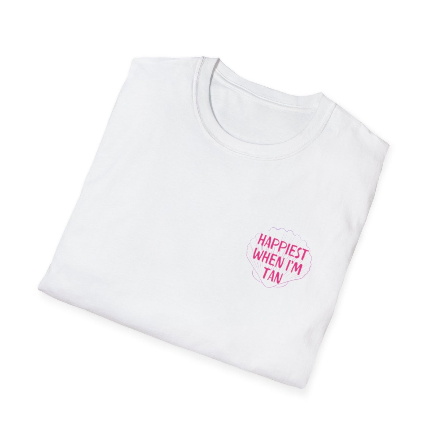 T-Shirt — "Happiest When I'm Tan" Pink Beach Tee