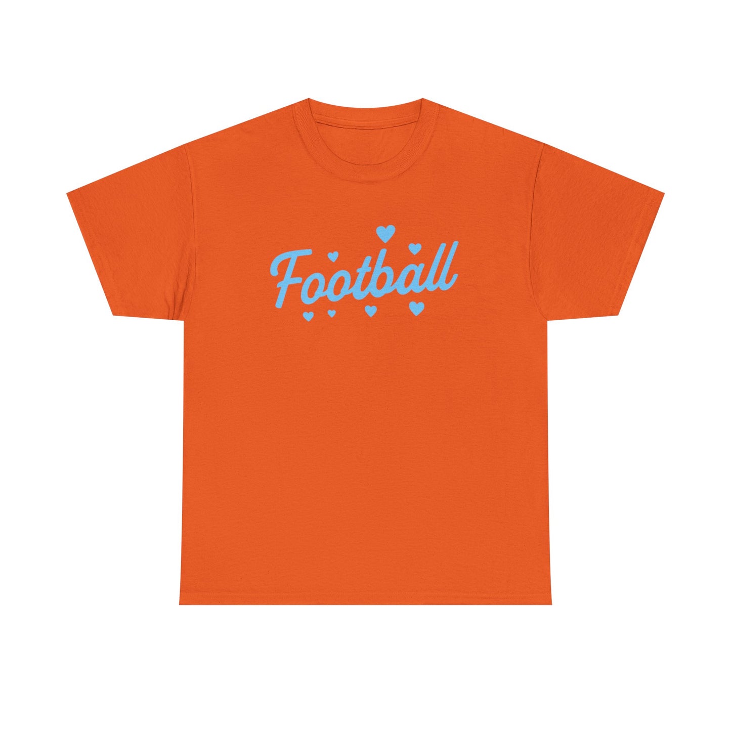 Football Script Tee — Light Blue Heart Sports T-Shirt