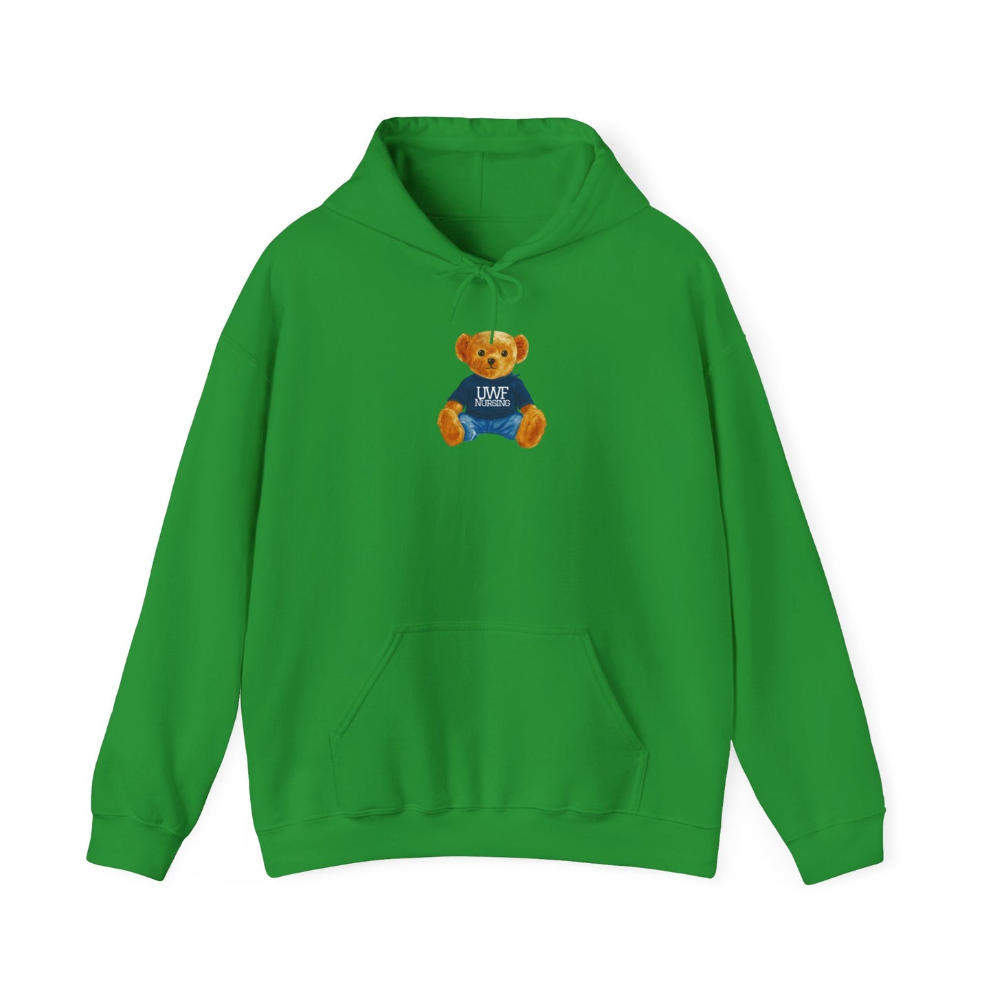 Teddy Bear Graphic Hoodie — Cute Bear Wearing 'UWF NURSING' Sweater