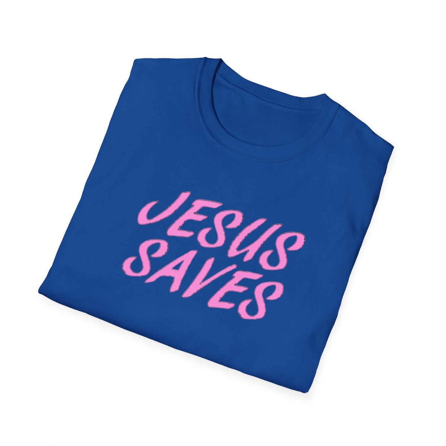 Jesus Saves Pink Script T-Shirt — Christian Faith Graphic Tee