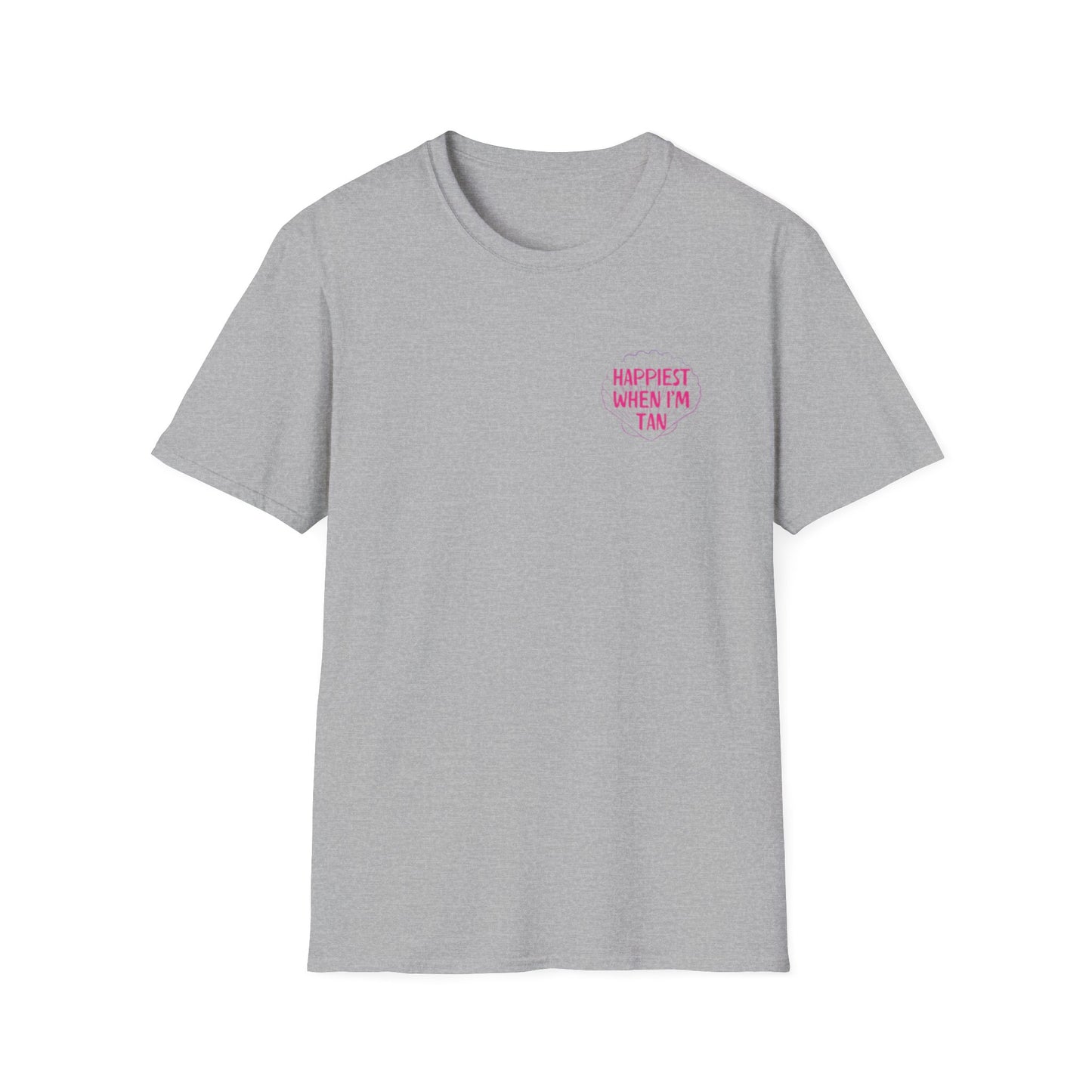 T-Shirt — "Happiest When I'm Tan" Pink Beach Tee