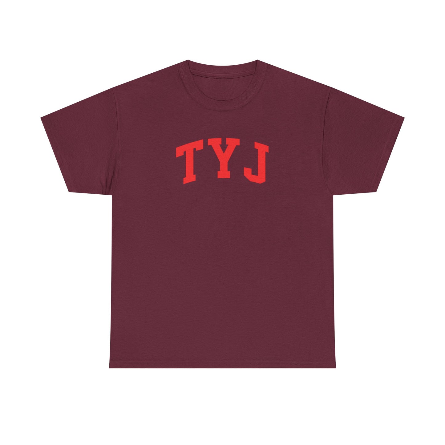 TYJ Arch Logo T-Shirt — Minimal Red College-Style Tee
