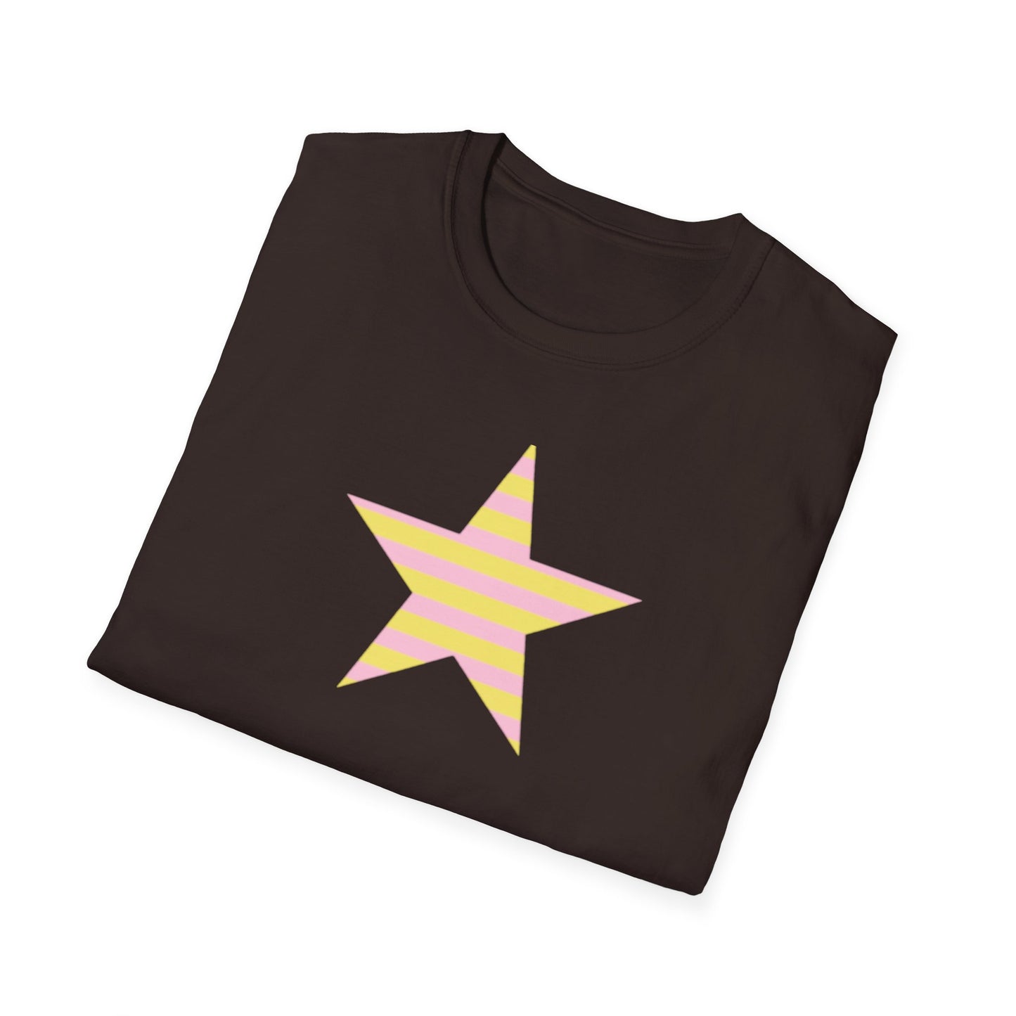 Star Stripe Tee — Pastel Pink & Yellow Graphic T-Shirt