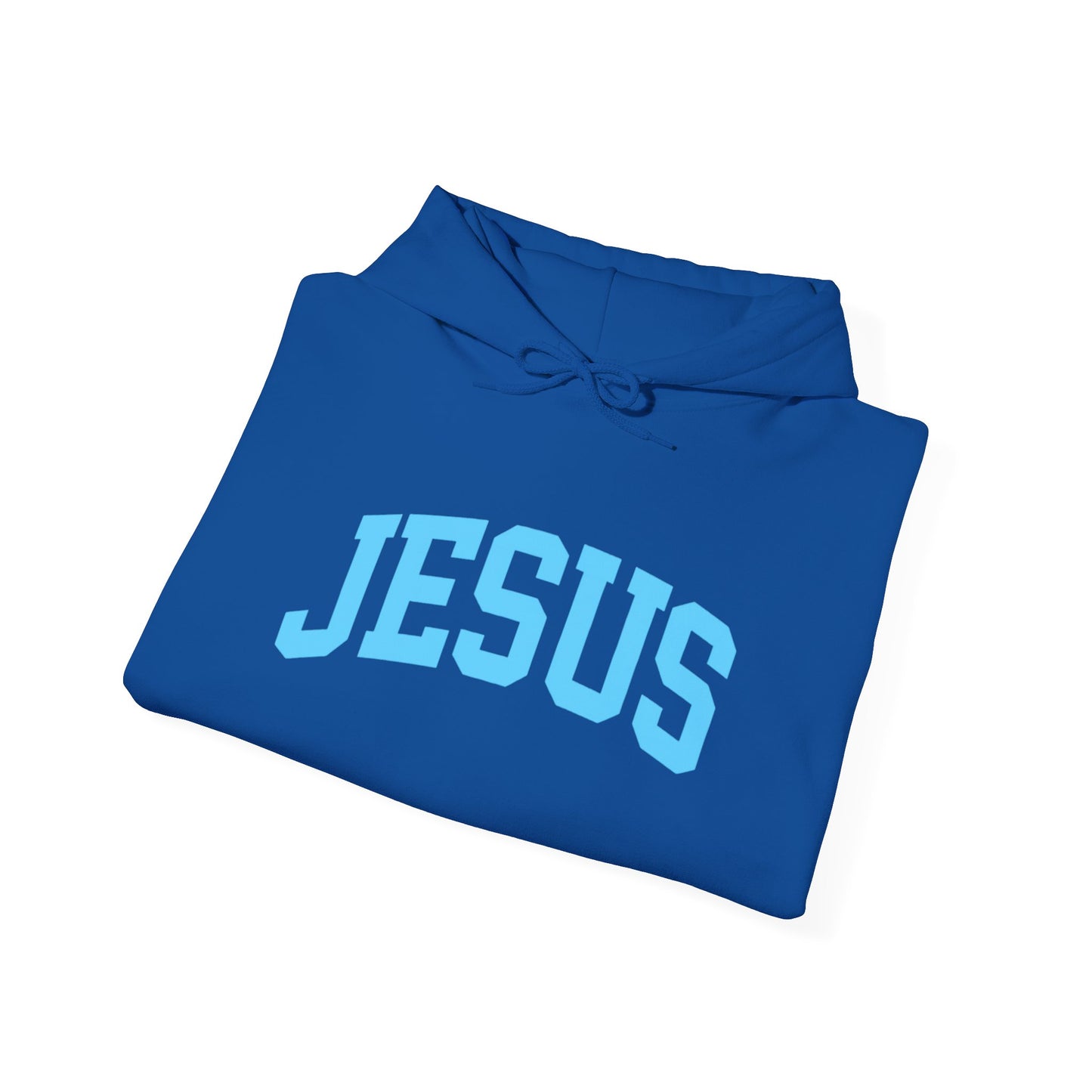 Jesus Hoodie - Blue Lettering Christian Faith Pullover
