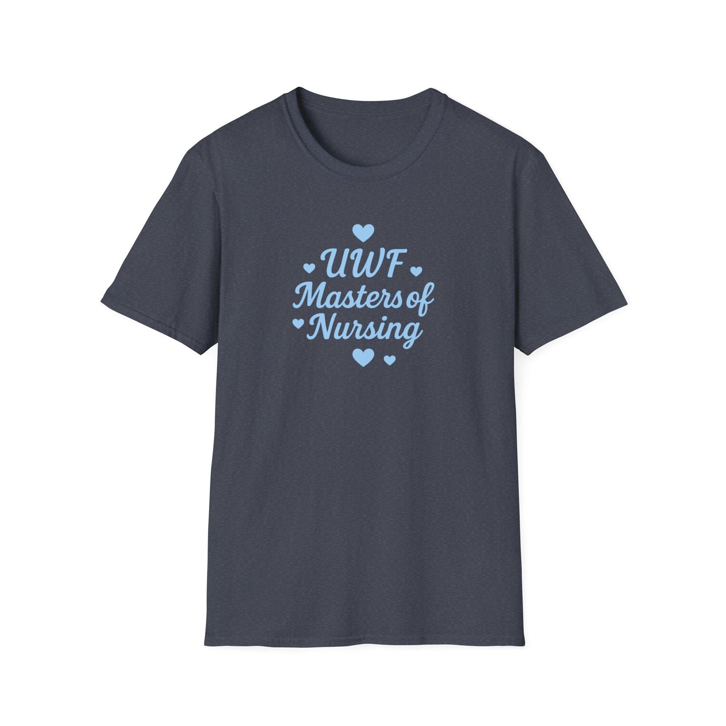 UWF Masters of Nursing T-Shirt — Light Blue Heart Nursing School Tee