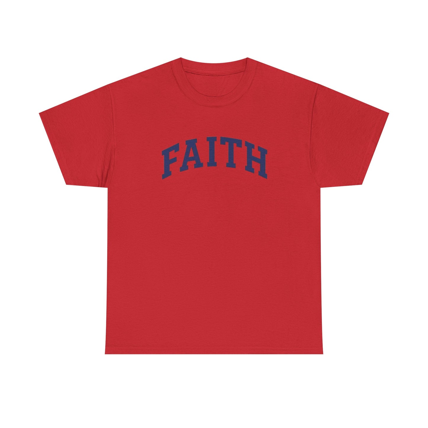 Faith Graphic Tee — Simple Navy Arch Lettering Christian T‑Shirt