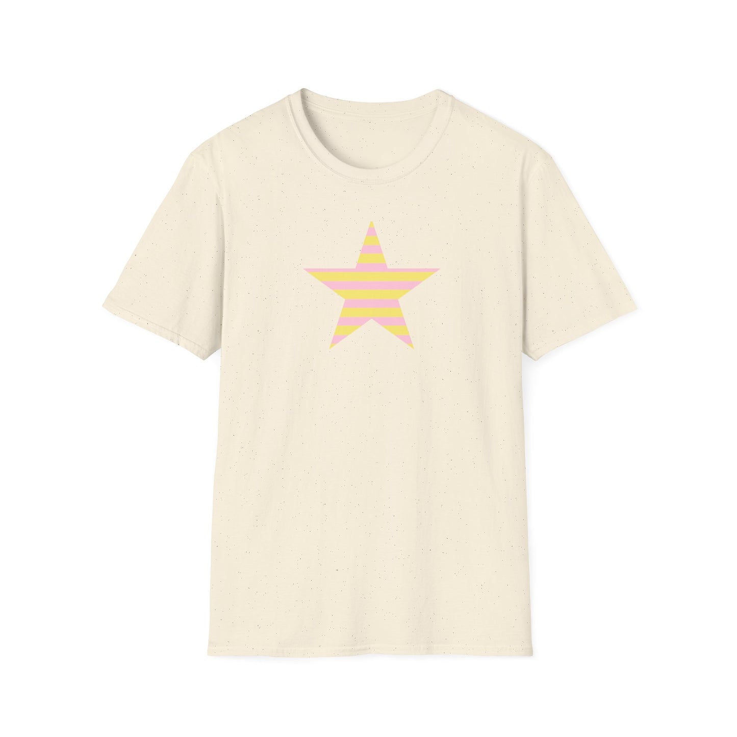 Star Stripe Tee — Pastel Pink & Yellow Graphic T-Shirt