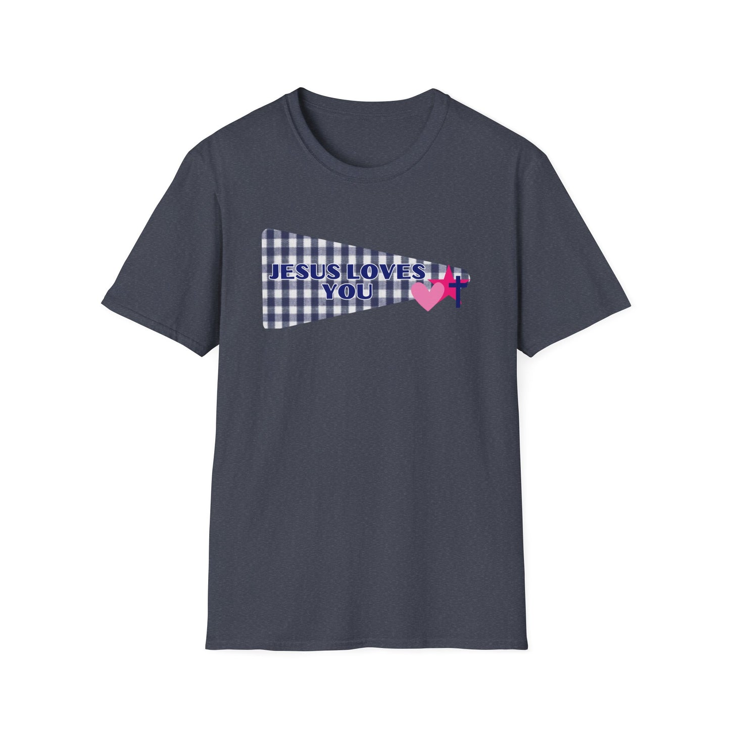 Jesus Loves You Pennant T-Shirt — Christian Faith Check Tee