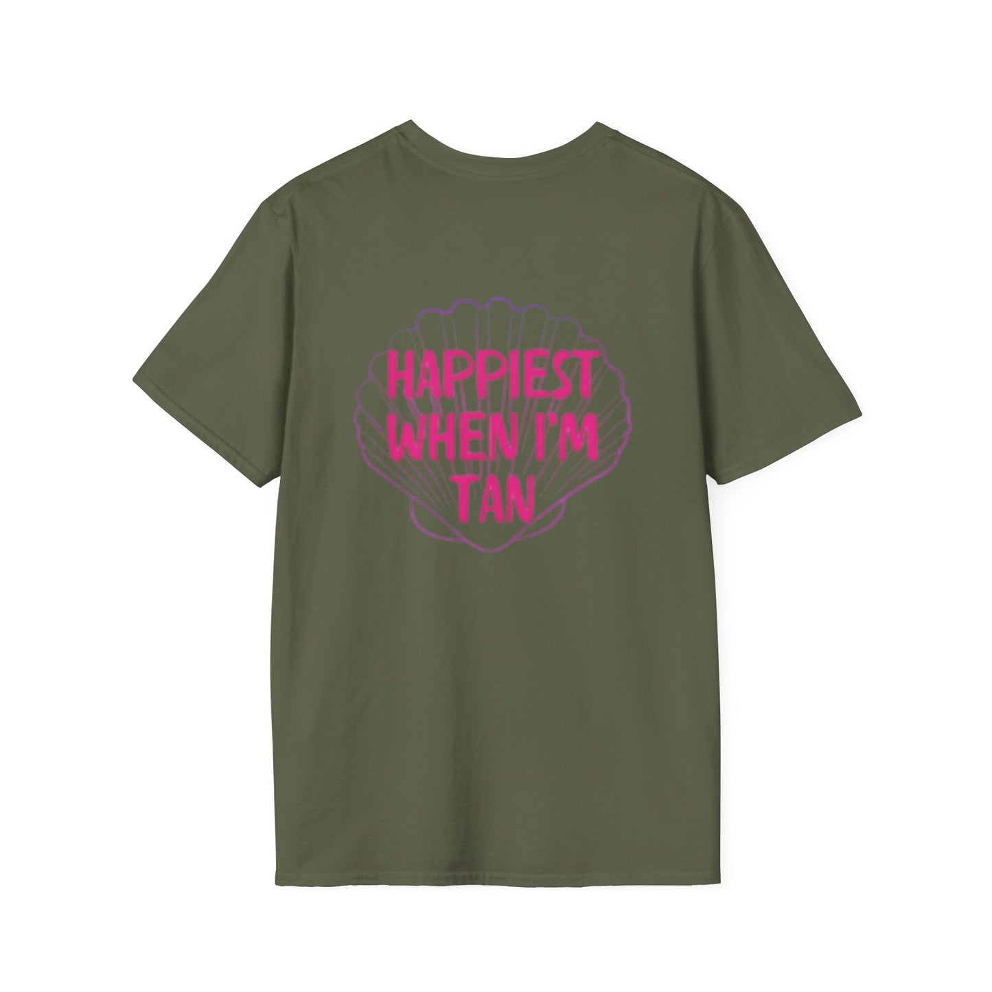 T-Shirt — "Happiest When I'm Tan" Pink Beach Tee
