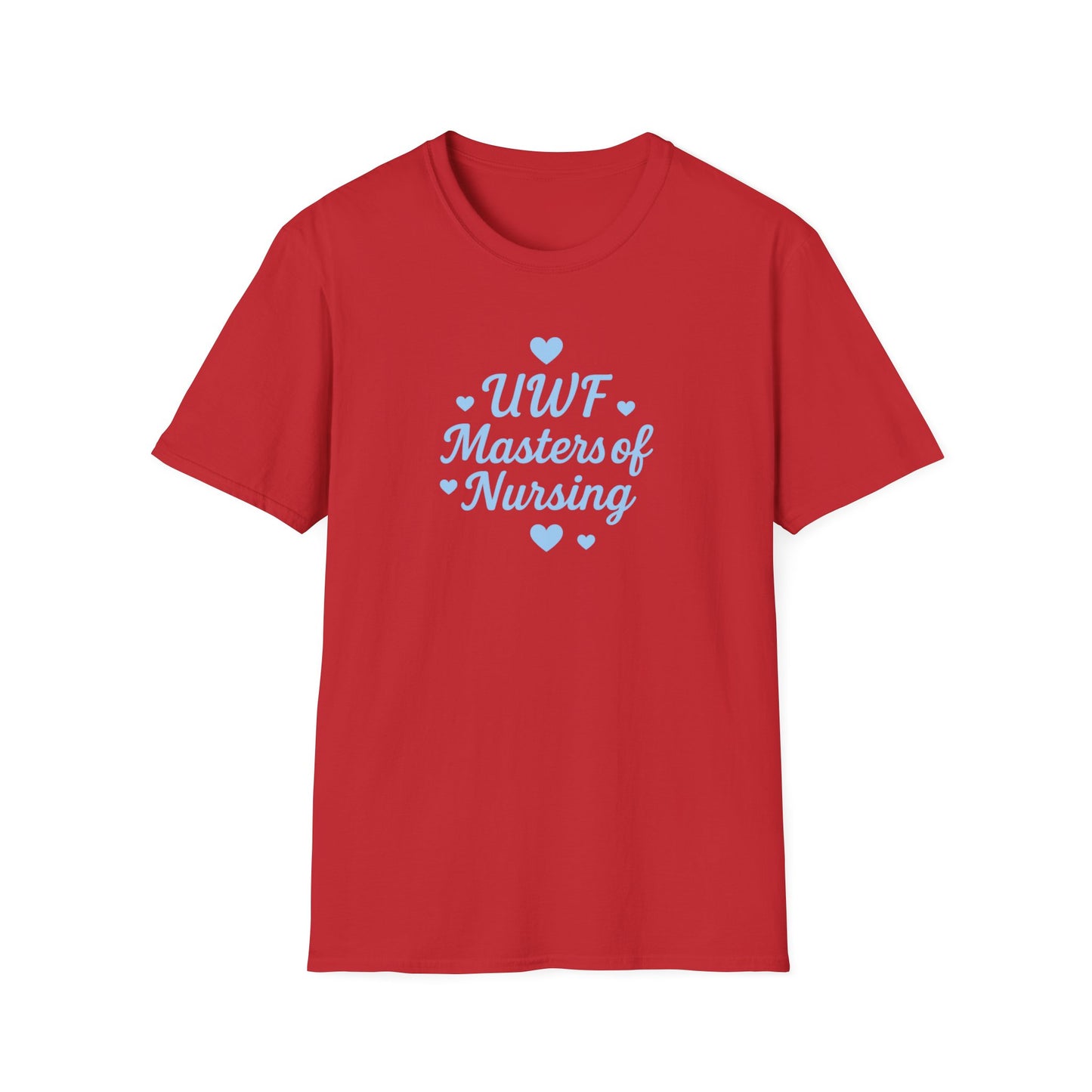 UWF Masters of Nursing T-Shirt — Light Blue Heart Nursing School Tee