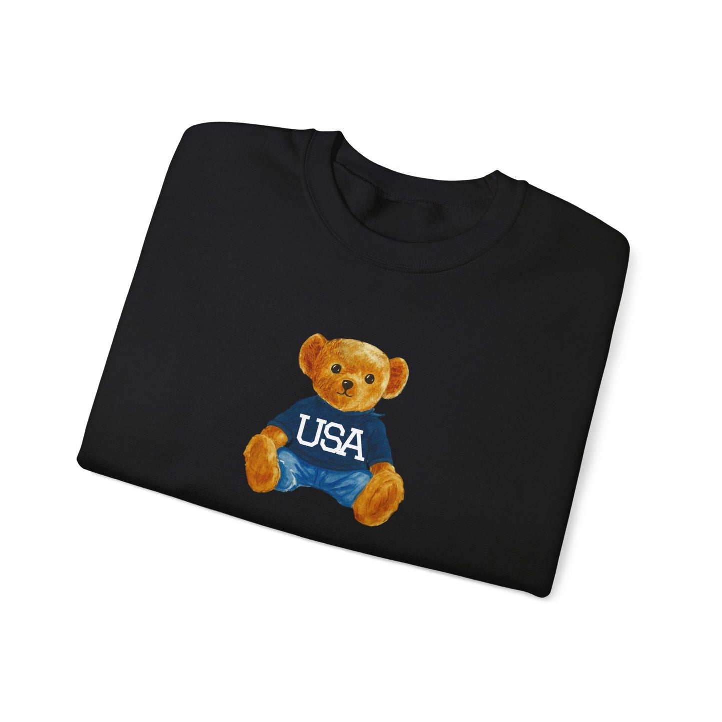 USA Teddy Bear Crewneck Sweatshirt — Cute Patriotic Bear Pullover
