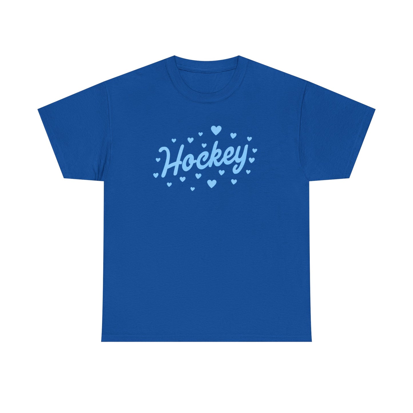 Hockey Heart Tee — Cute Light Blue Script Hockey Shirt