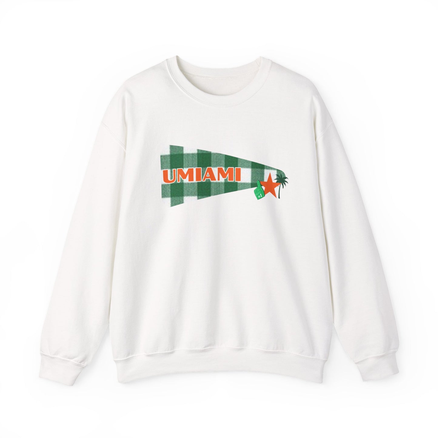 University Pennant Crewneck Sweatshirt – "UMIAMI" Green Plaid Vintage Pennant Design